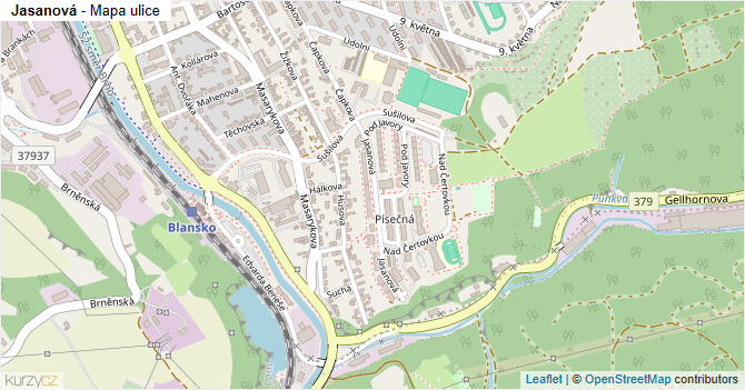 Jasanová - mapa ulice