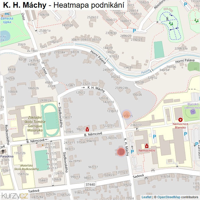 Mapa K. H. Máchy - Firmy v ulici.