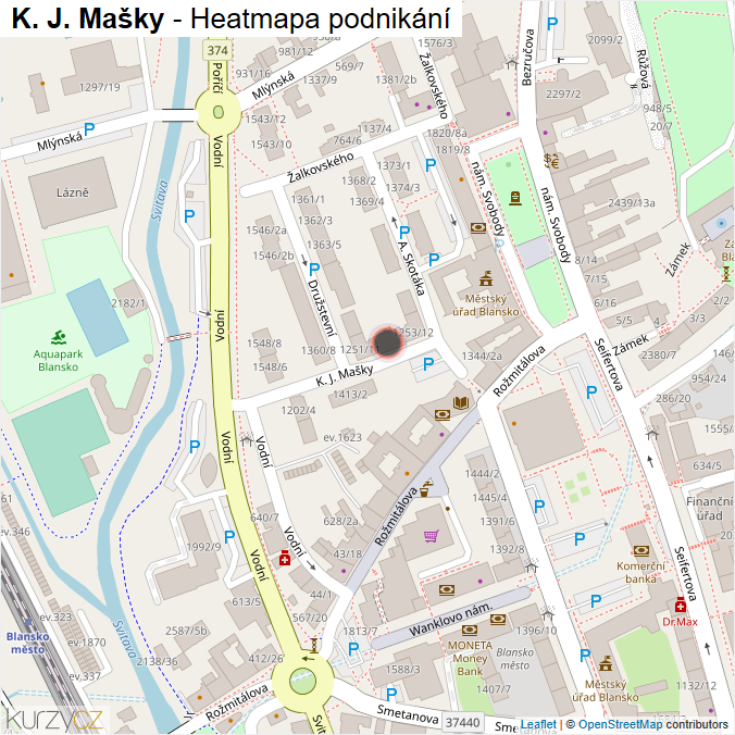 Mapa K. J. Mašky - Firmy v ulici.