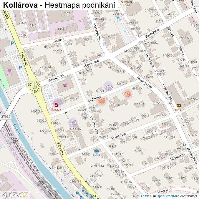 Mapa Kollárova - Firmy v ulici.