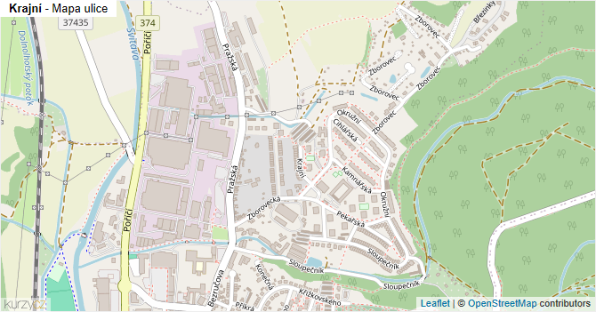 Krajní - mapa ulice