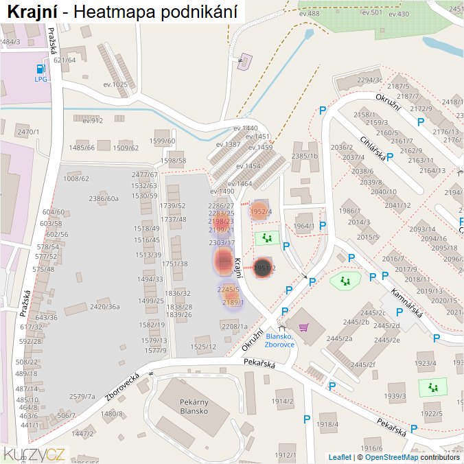 Mapa Krajní - Firmy v ulici.