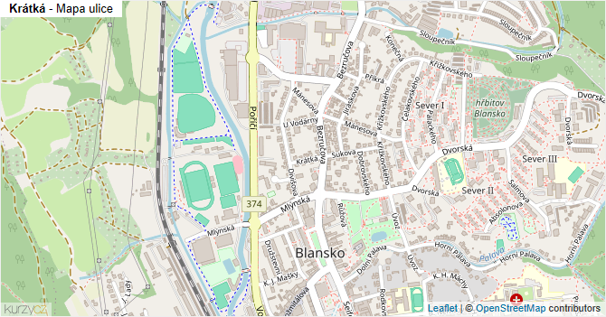 Krátká - mapa ulice