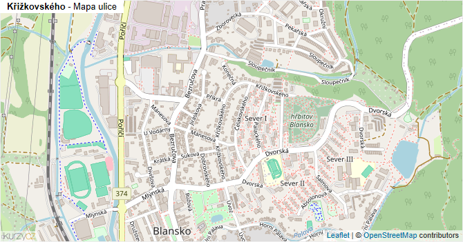 Křižkovského - mapa ulice