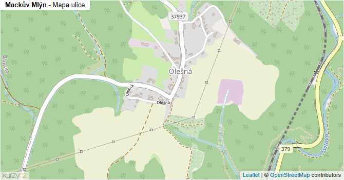Mackův Mlýn - mapa ulice