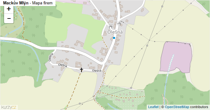 Mackův Mlýn - mapa firem
