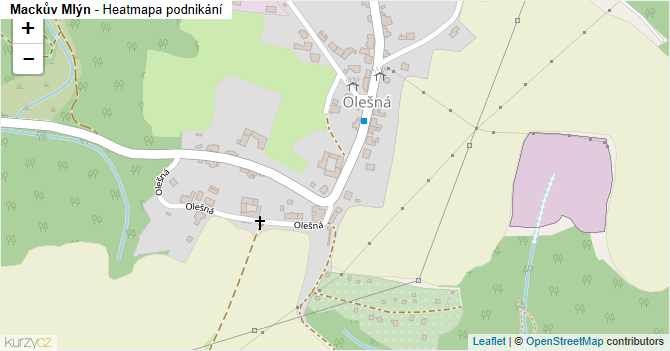 Mackův Mlýn - mapa podnikání