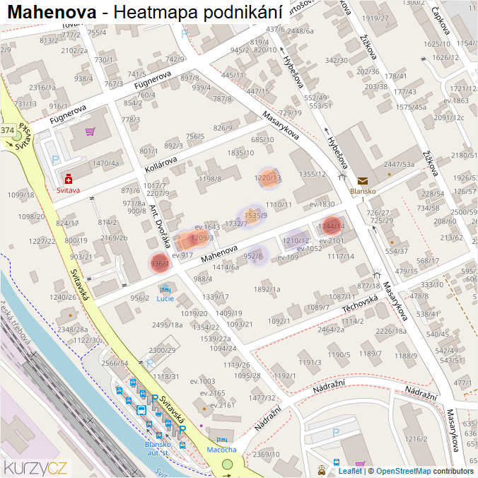 Mapa Mahenova - Firmy v ulici.