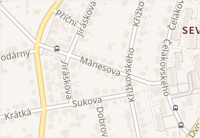 Mánesova v obci Blansko - mapa ulice