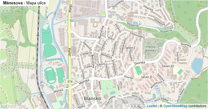 Mánesova - mapa ulice