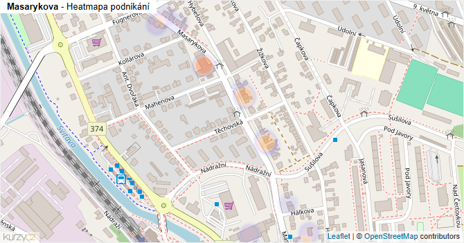 Masarykova - mapa podnikání