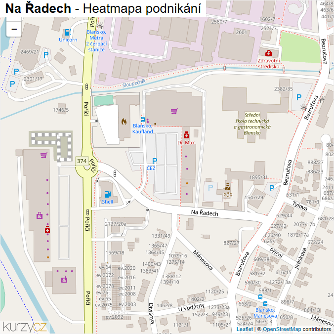 Mapa Na Řadech - Firmy v ulici.
