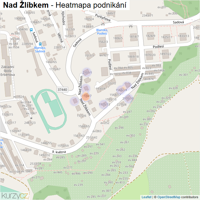 Mapa Nad Žlíbkem - Firmy v ulici.