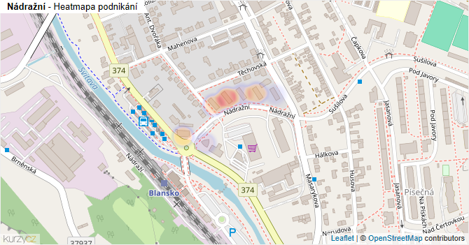 Nádražní - mapa podnikání