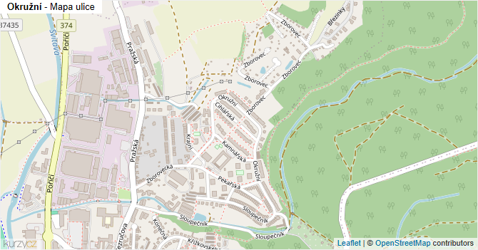 Okružní - mapa ulice
