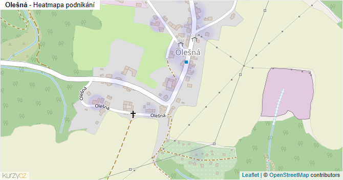 Olešná - mapa podnikání