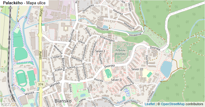Palackého - mapa ulice