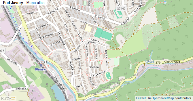 Pod Javory - mapa ulice