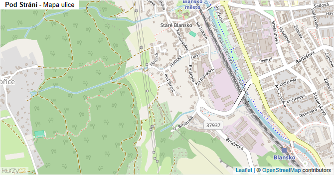 Pod Strání - mapa ulice