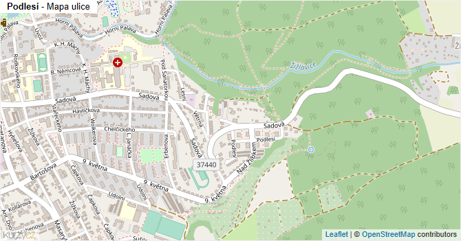 Podlesí - mapa ulice