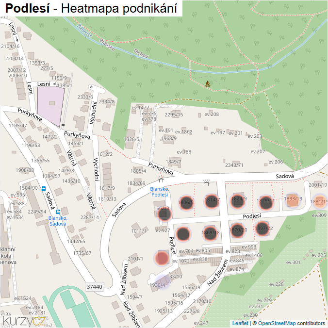 Mapa Podlesí - Firmy v ulici.