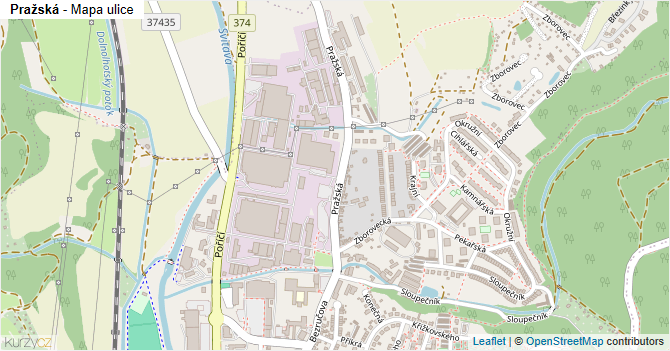 Pražská - mapa ulice