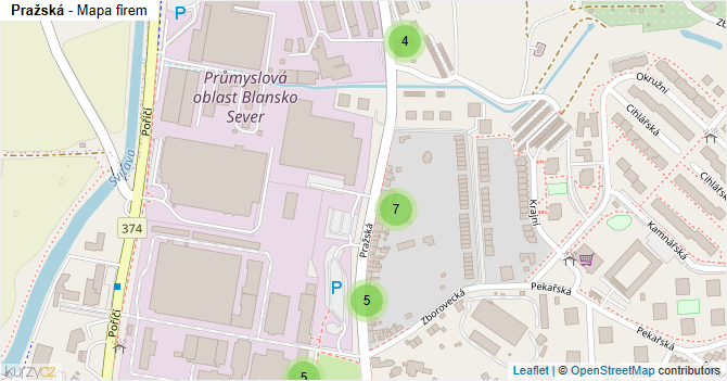 Pražská - mapa firem