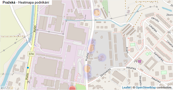 Pražská - mapa podnikání