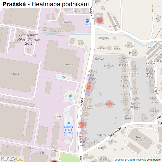 Mapa Pražská - Firmy v ulici.