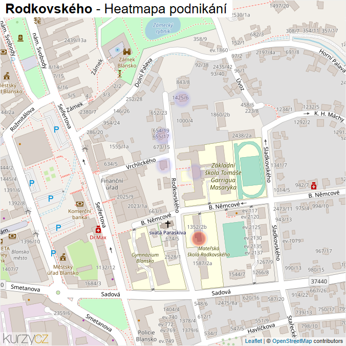 Mapa Rodkovského - Firmy v ulici.