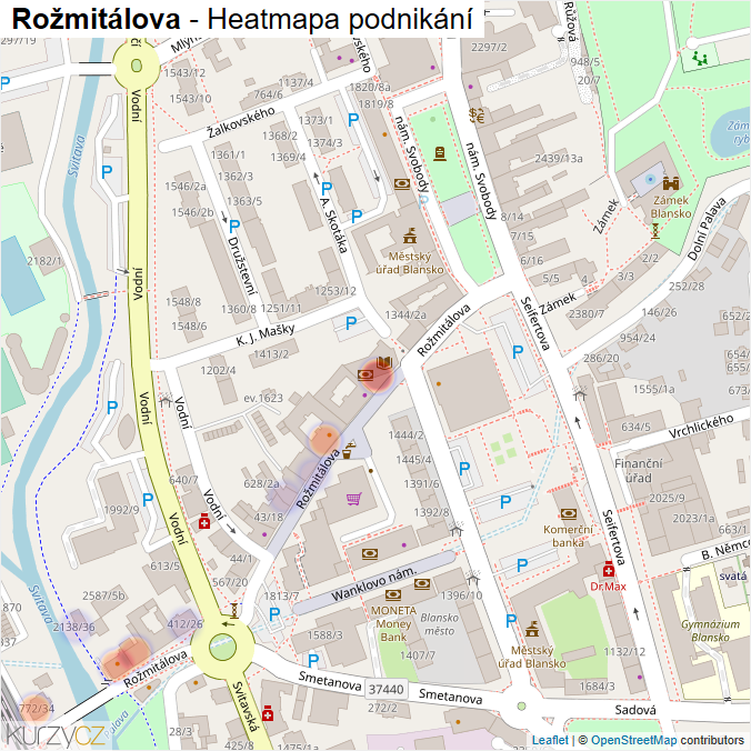 Mapa Rožmitálova - Firmy v ulici.