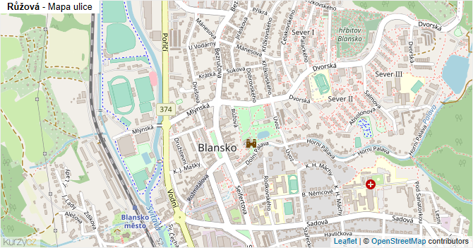 Růžová - mapa ulice