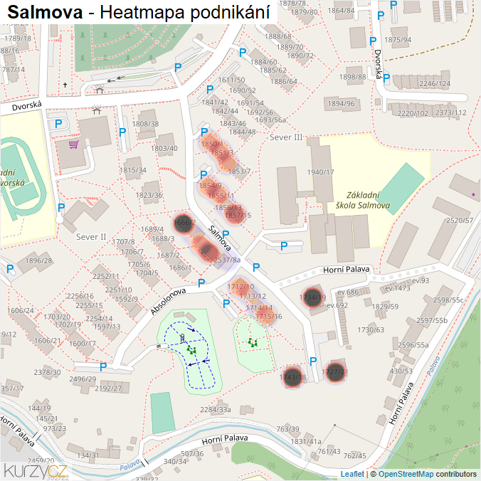 Mapa Salmova - Firmy v ulici.