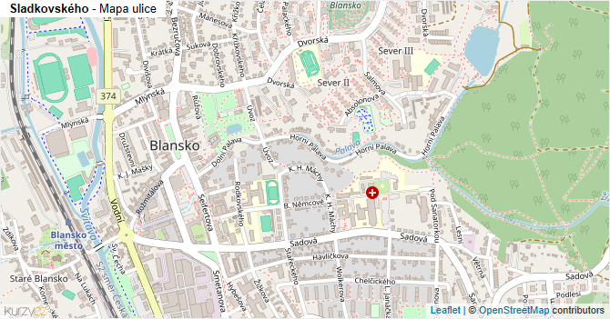 Sladkovského - mapa ulice