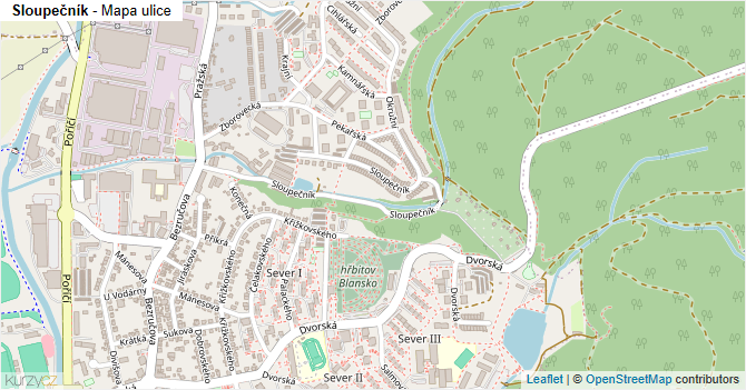 Sloupečník - mapa ulice