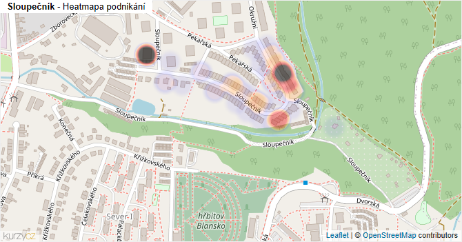 Sloupečník - mapa podnikání