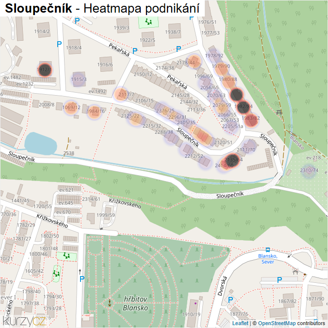 Mapa Sloupečník - Firmy v ulici.