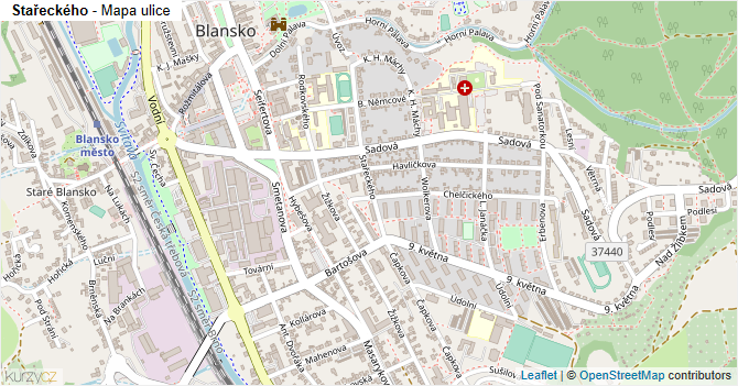 Stařeckého - mapa ulice
