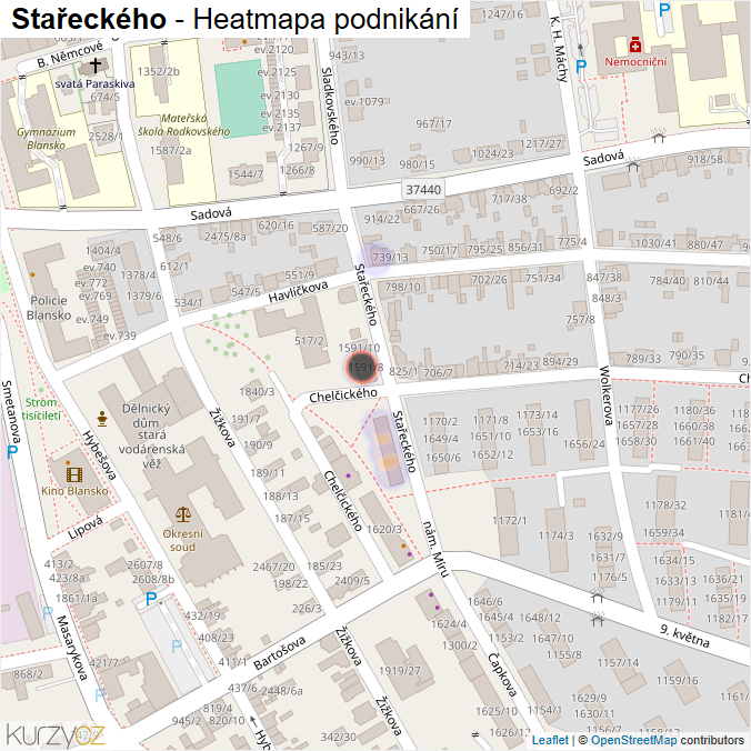 Mapa Stařeckého - Firmy v ulici.