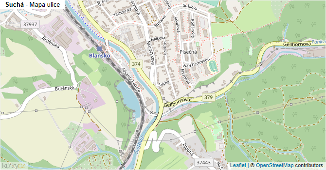 Suchá - mapa ulice