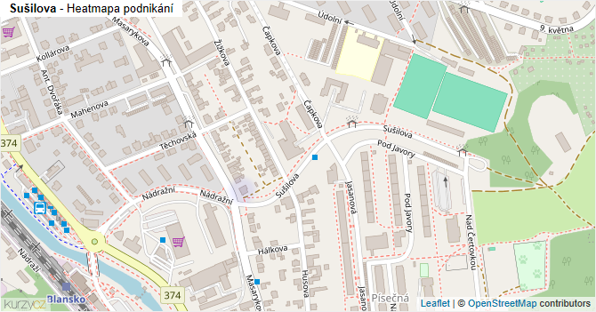 Sušilova - mapa podnikání