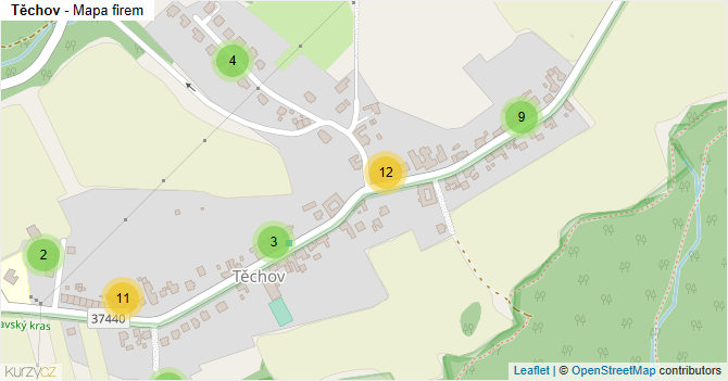 Těchov - mapa firem
