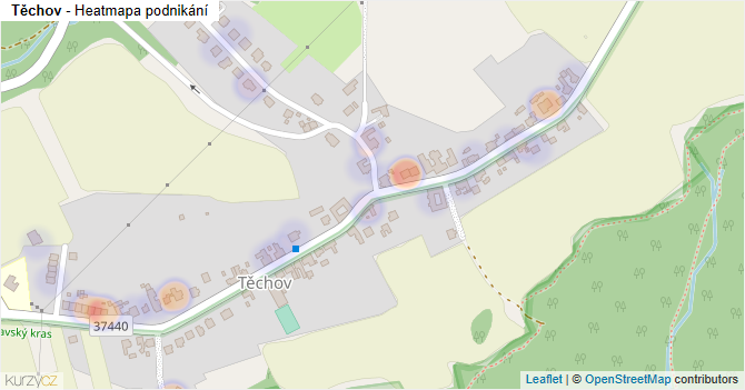 Těchov - mapa podnikání