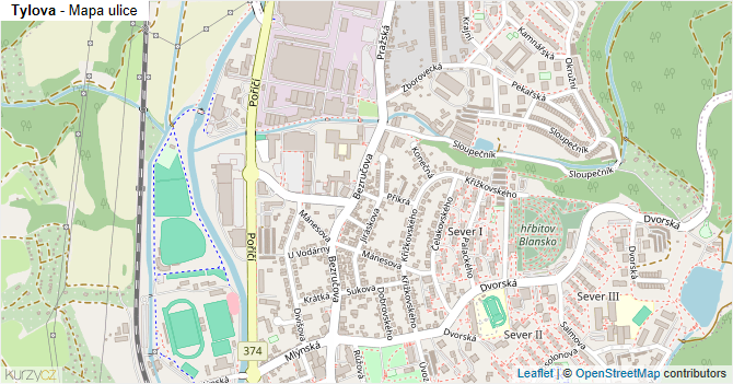 Tylova - mapa ulice