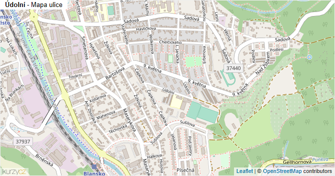 Údolní - mapa ulice