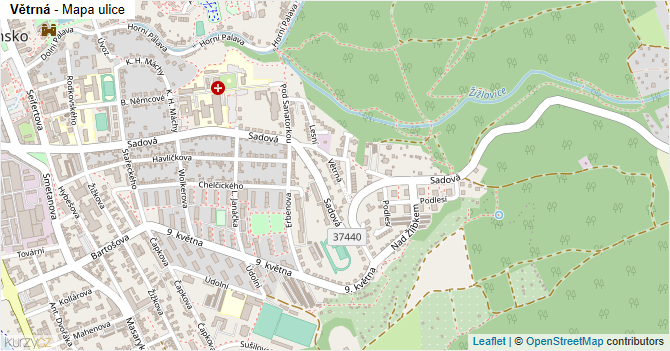 Větrná - mapa ulice