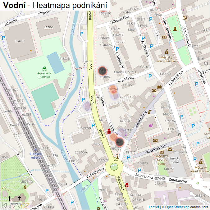 Mapa Vodní - Firmy v ulici.