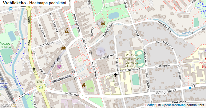 Vrchlického - mapa podnikání