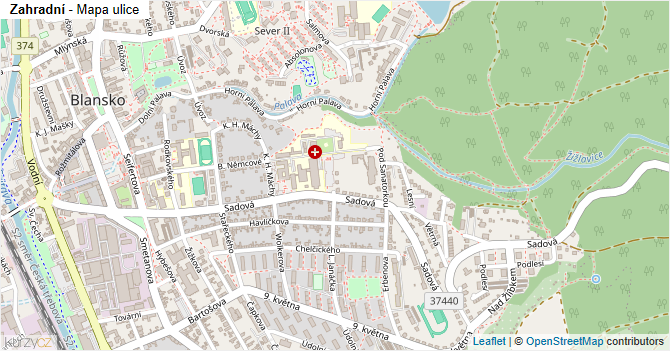 Zahradní - mapa ulice