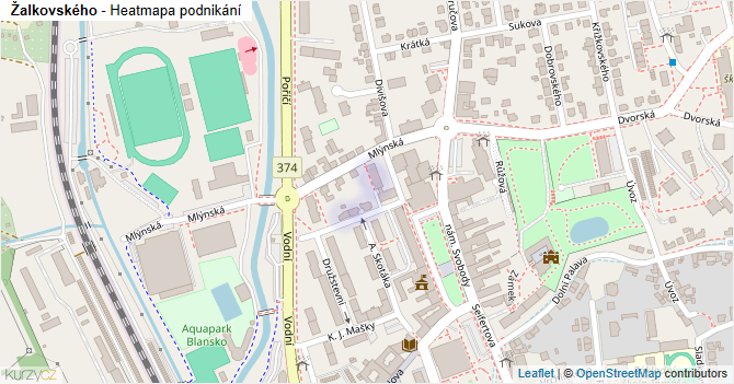 Žalkovského - mapa podnikání